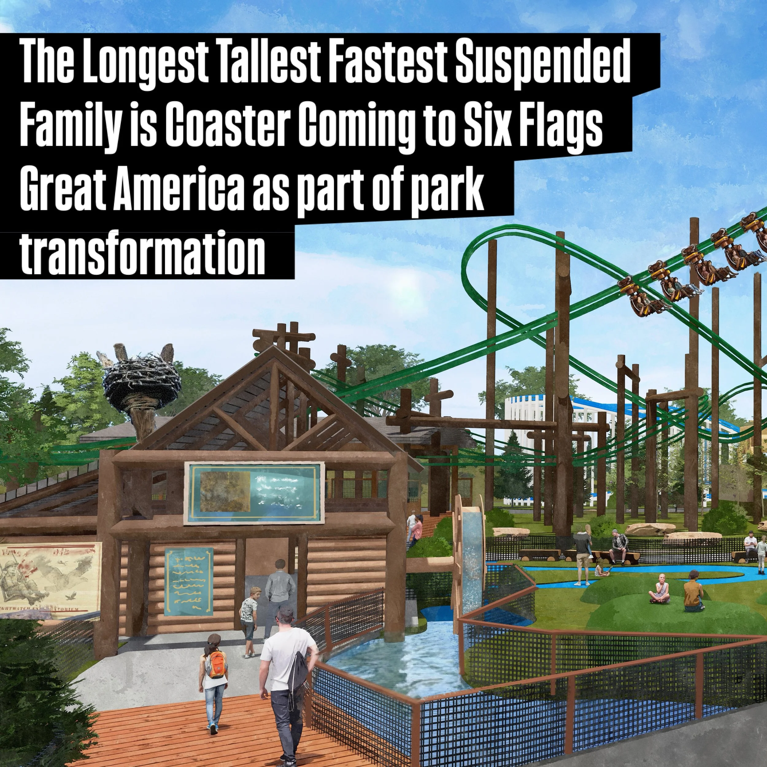 🚨 INTRODUCING CAMP TIMBER TRAIL🚨 As part of the park&rsquo;s continued celebration of its 50th season, coming to Six Flags Great America is Camp Timber Trail! Set to be anchored by Sky Hawk, the Midwest&rsquo;s tallest, longest, fastest suspended f