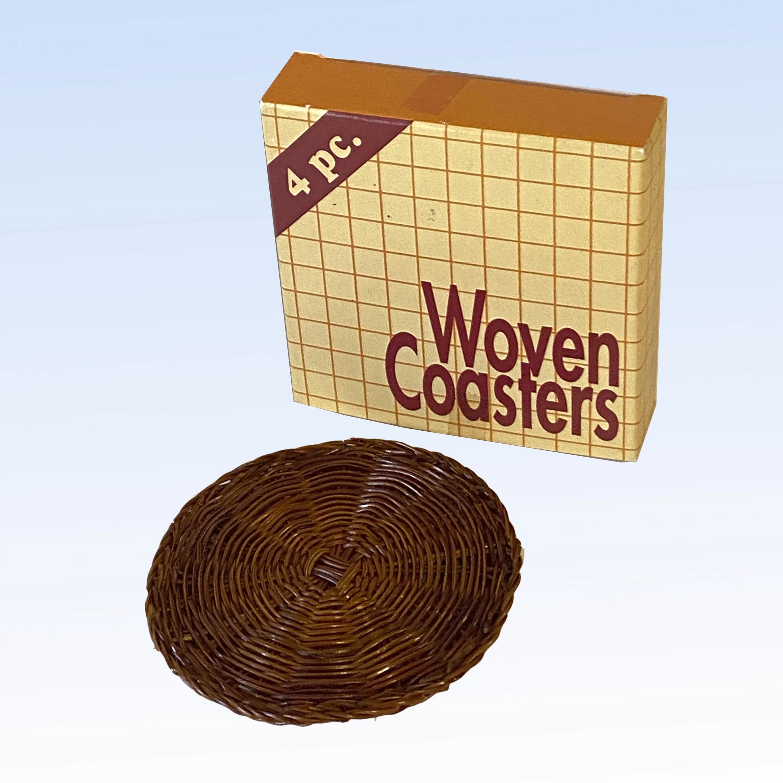 Vintage Circular Woven Reed Rattan Coasters MCM
