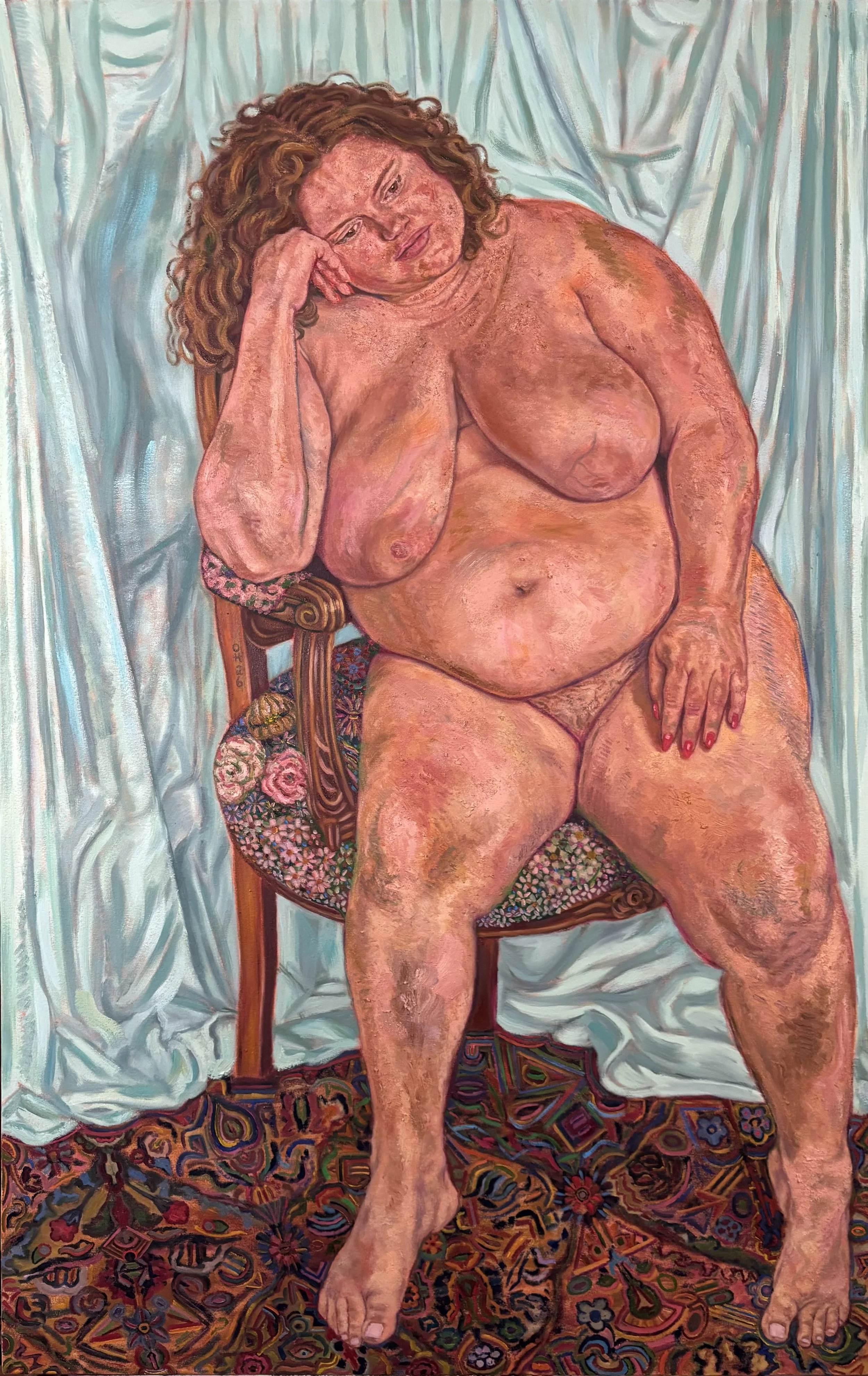 Strawberry Sitting on Floral Chair