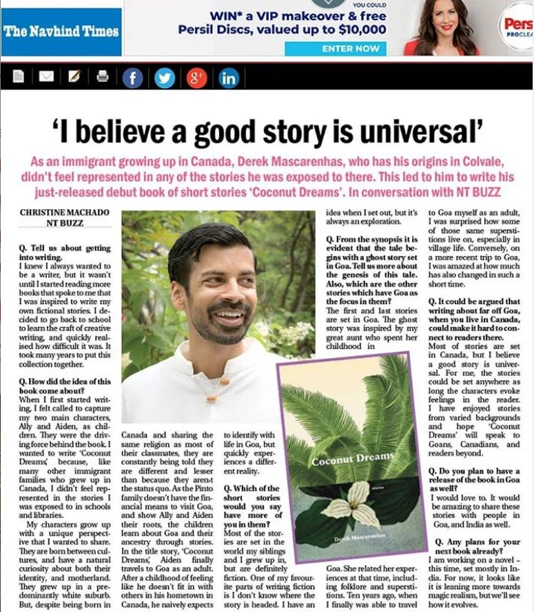 Coconut Dreams goes to Goa - featured in The Navhind Times!