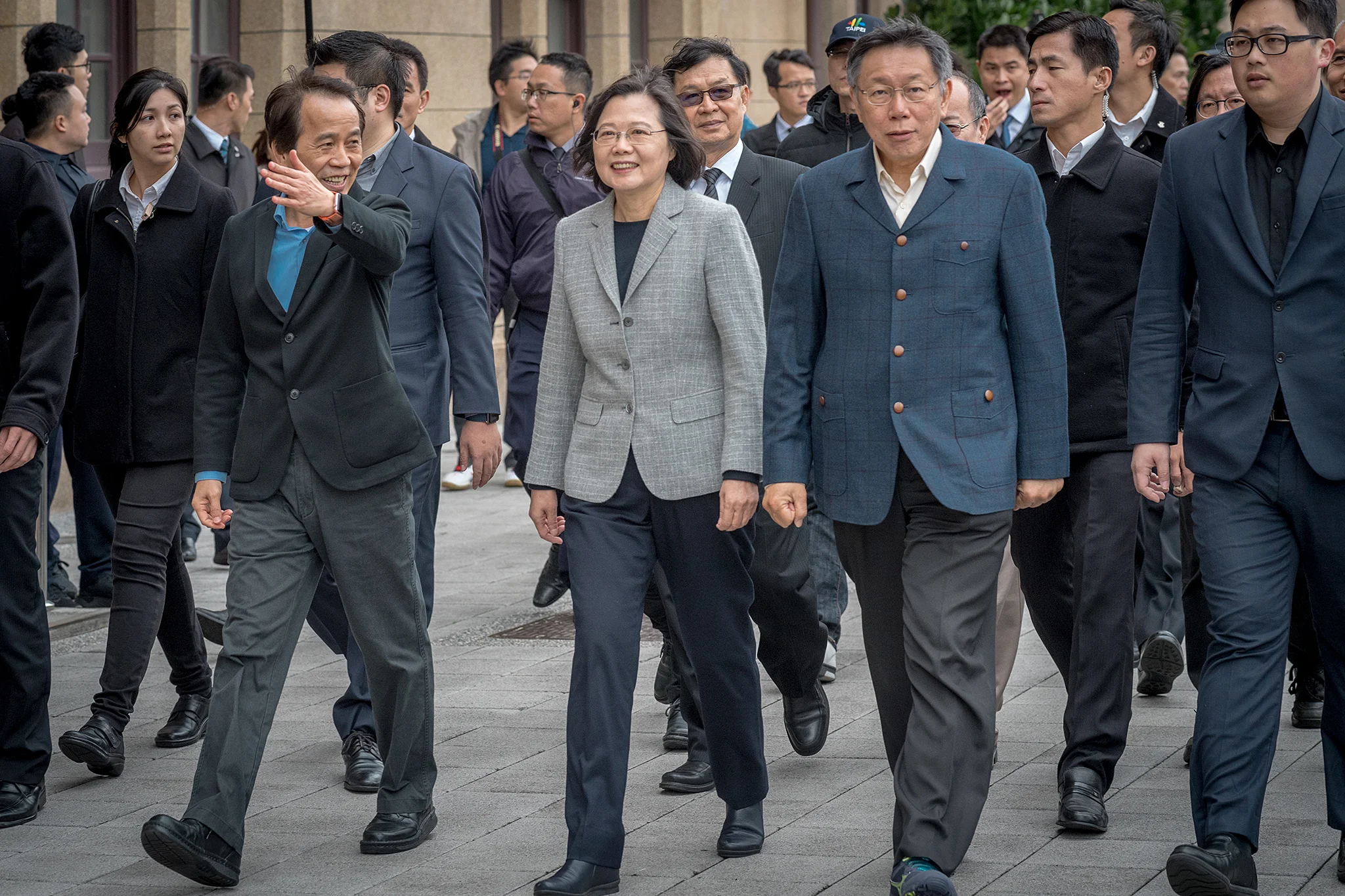總統蔡英文在去年(2018年)底與台北市長柯文哲在北門會面。圖片來源:Taiwan Presidential Office/Flickr