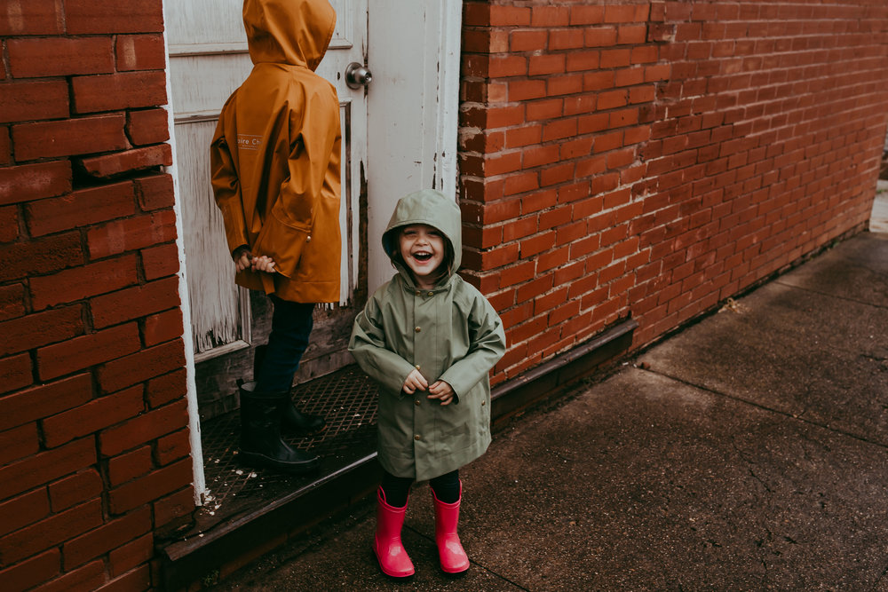 wearing raincoats from Faire Child in the everyday life
