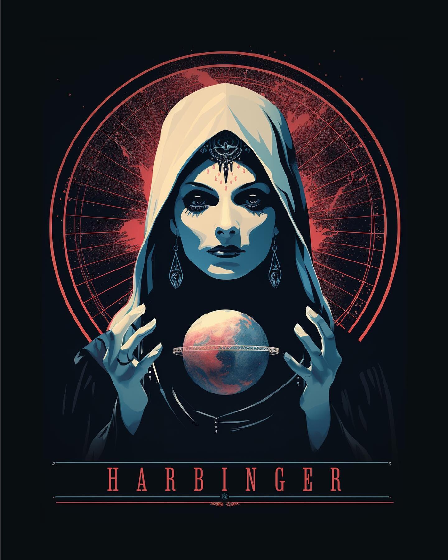 Harbinger: something that foreshadows, or gives an early indication of, something that will happen in the future.

Here&rsquo;s some versions from @merriamwebster &lsquo;s word of the day from Thursday. Some really interesting results generated from 