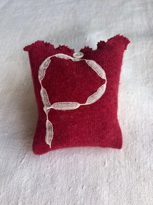 Small Cashmere Lavender Bag. Initial " P "