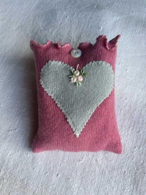 Small Cashmere Lavender  Bag with Heart