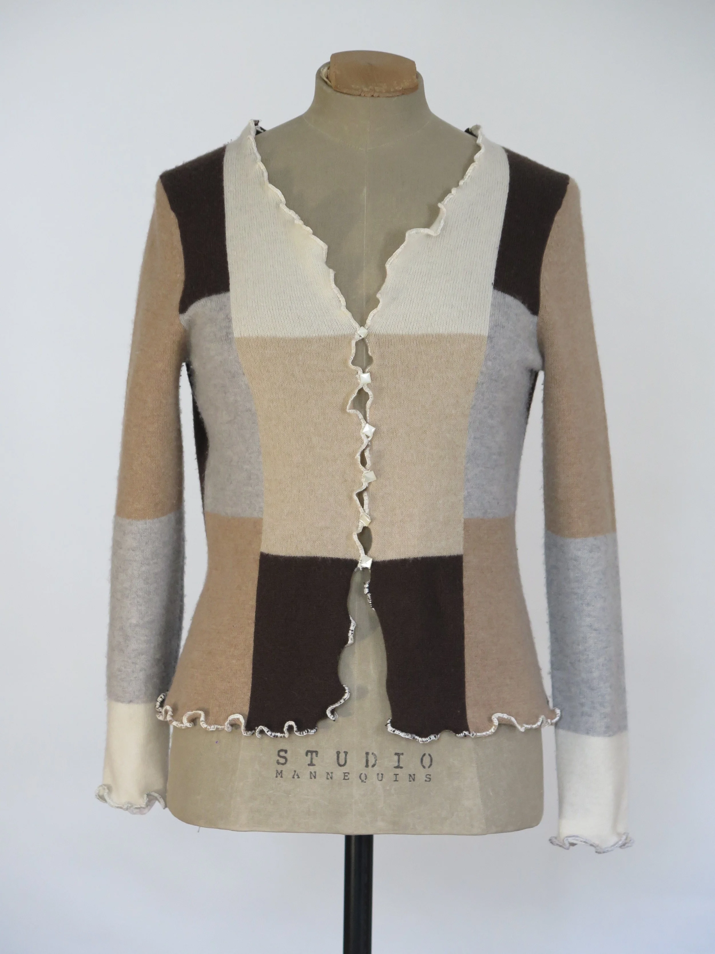 Check Fronted Cashmere Cardigan 3333