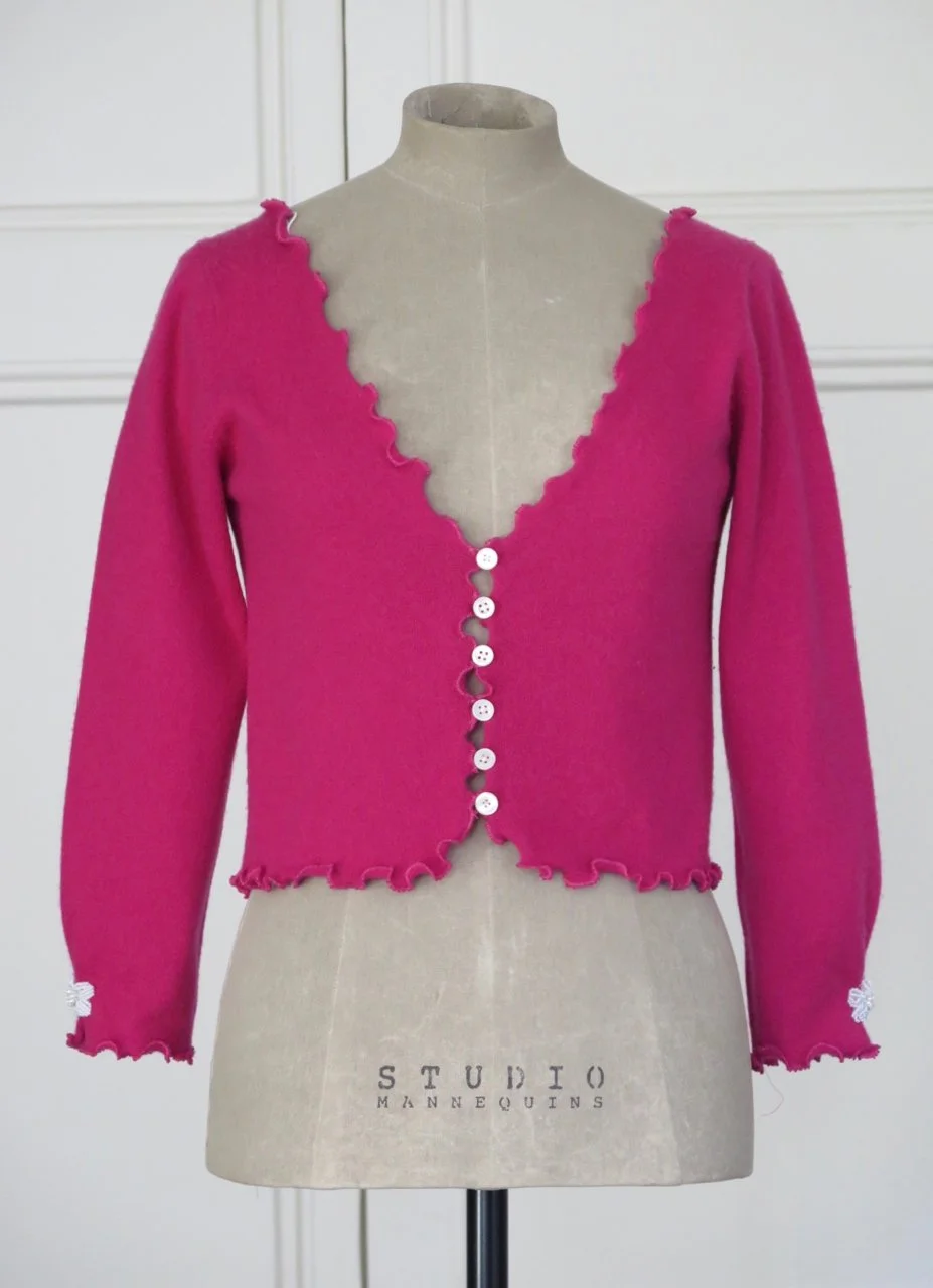 Raspberry Pink Cropped Cashmere Cardigan — Jeanetta Rowan