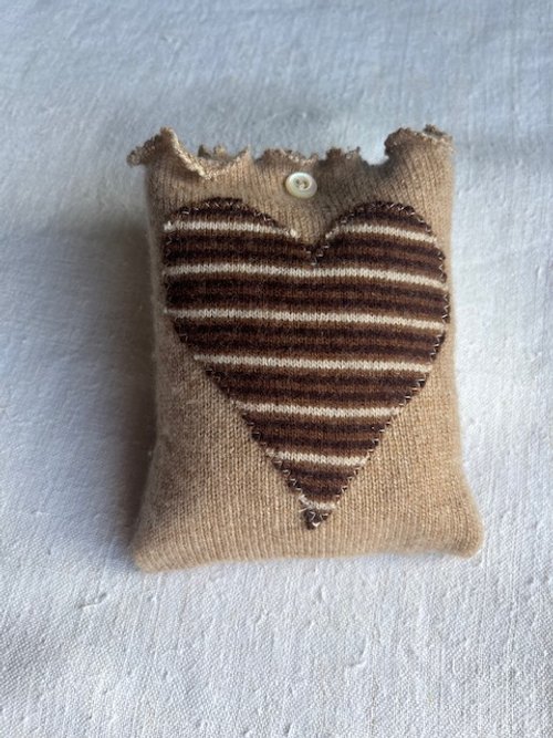 Large Cashmere Lavender Bag with Stripe Heart