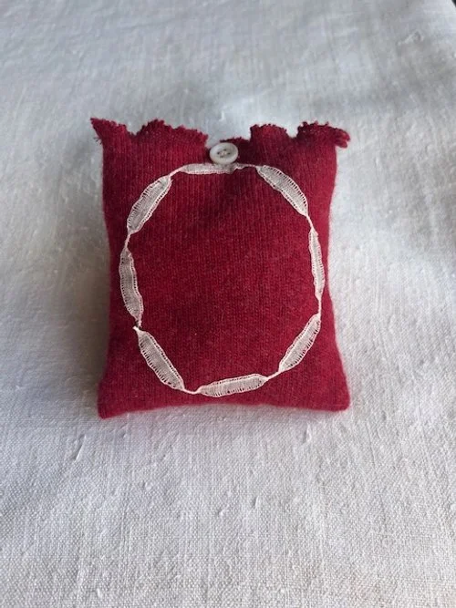Small  Cashmere Lavender Bag. Initial "O"