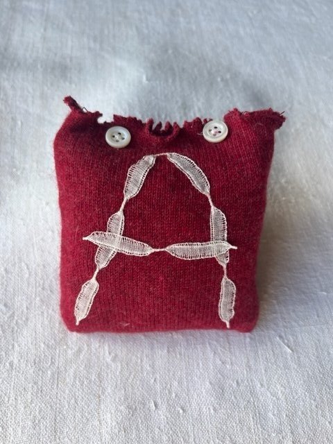 Small Cashmere Lavender Bag. Initial  "A"