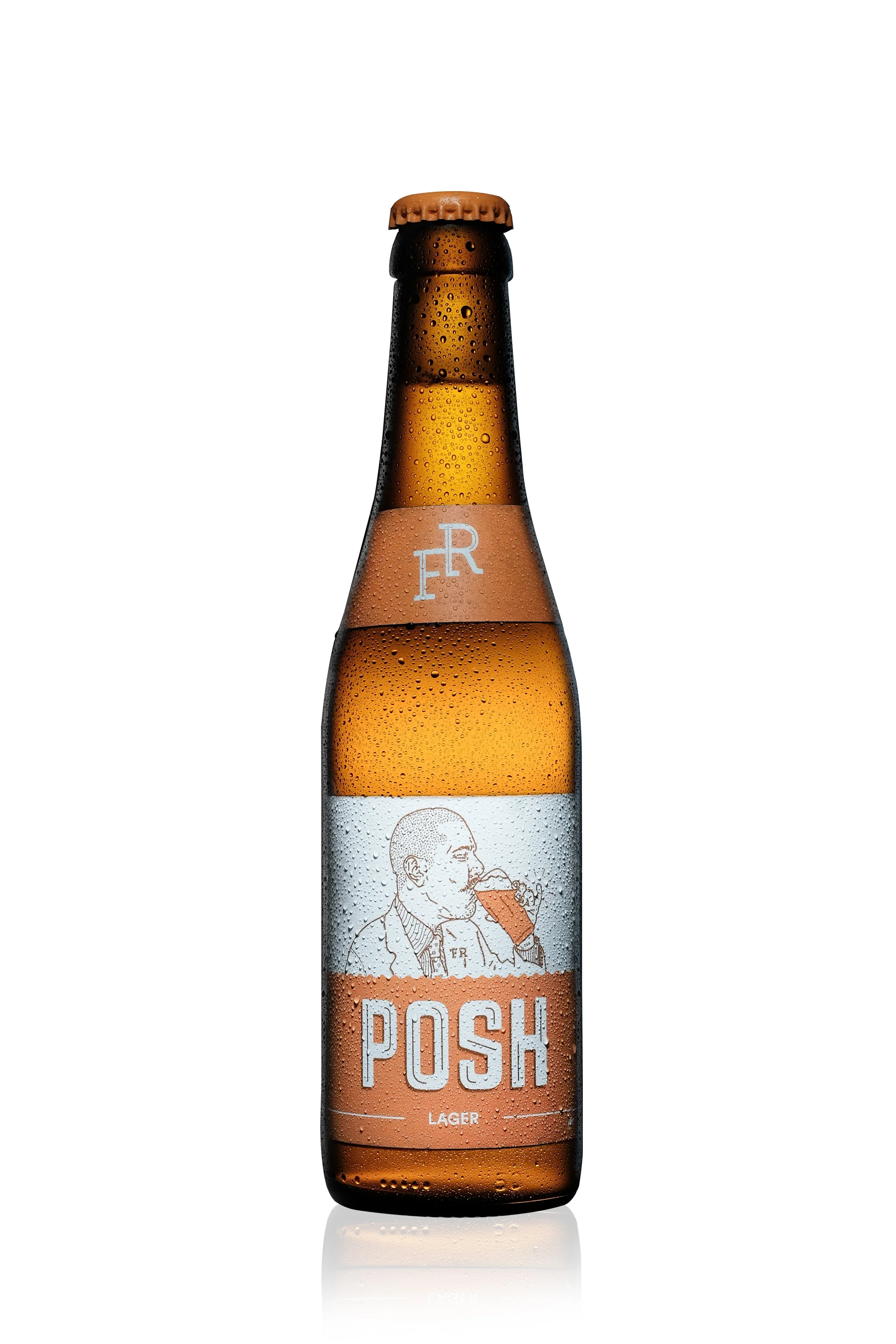 POSH lager, 4.1%, crisp, easy drinking lager. Enhances confidence when chatting to potential love interests.