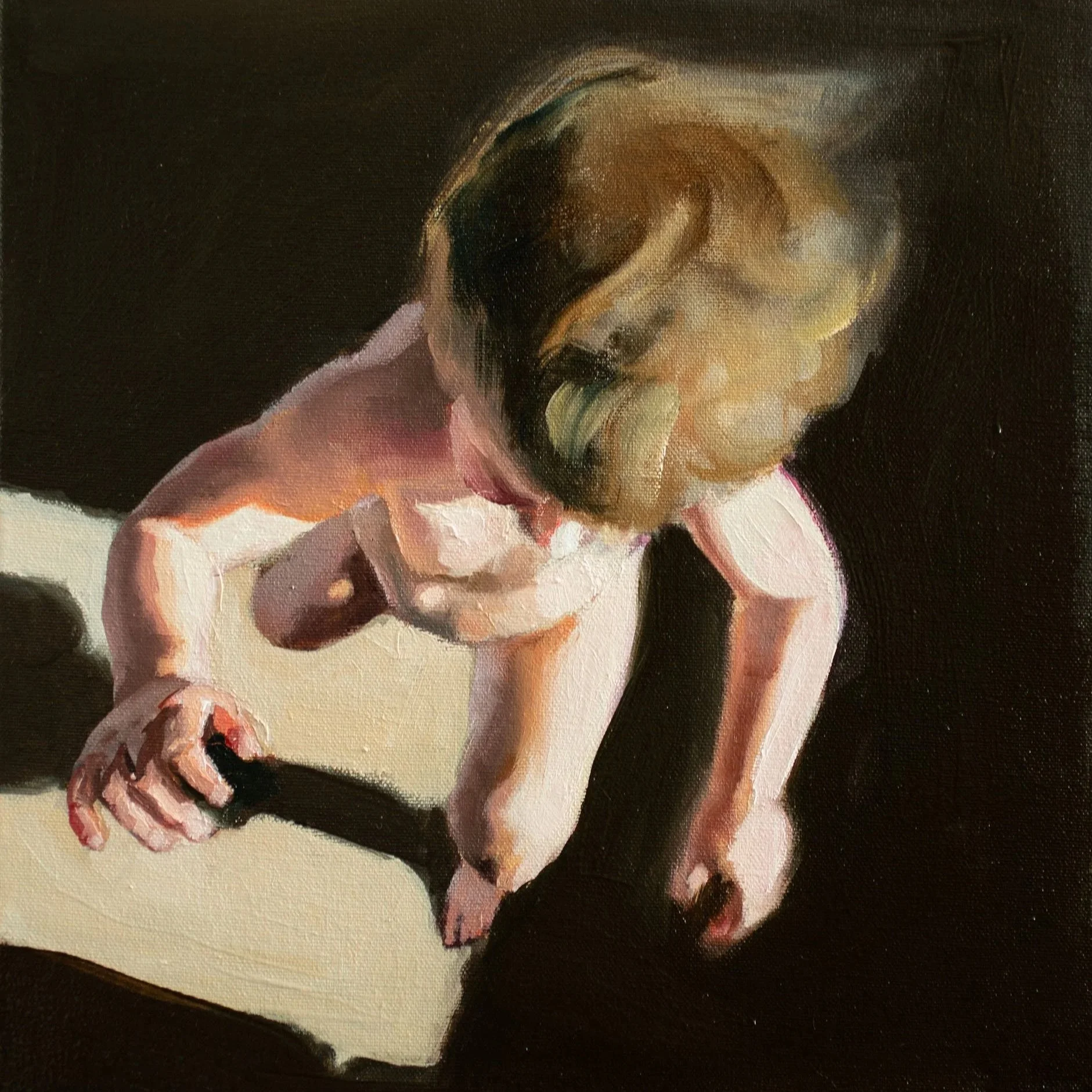 "Racing through the Light" 30x30cm, Oil on Canvas