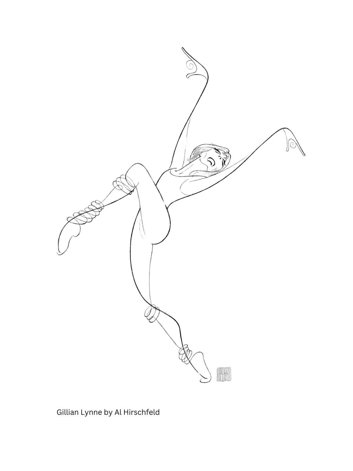 Caricature of Gillian by renowned artist Al Hirschfeld