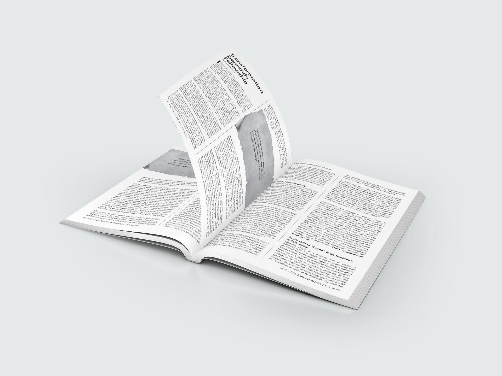  Inside spread design for The Baruch Papers. 