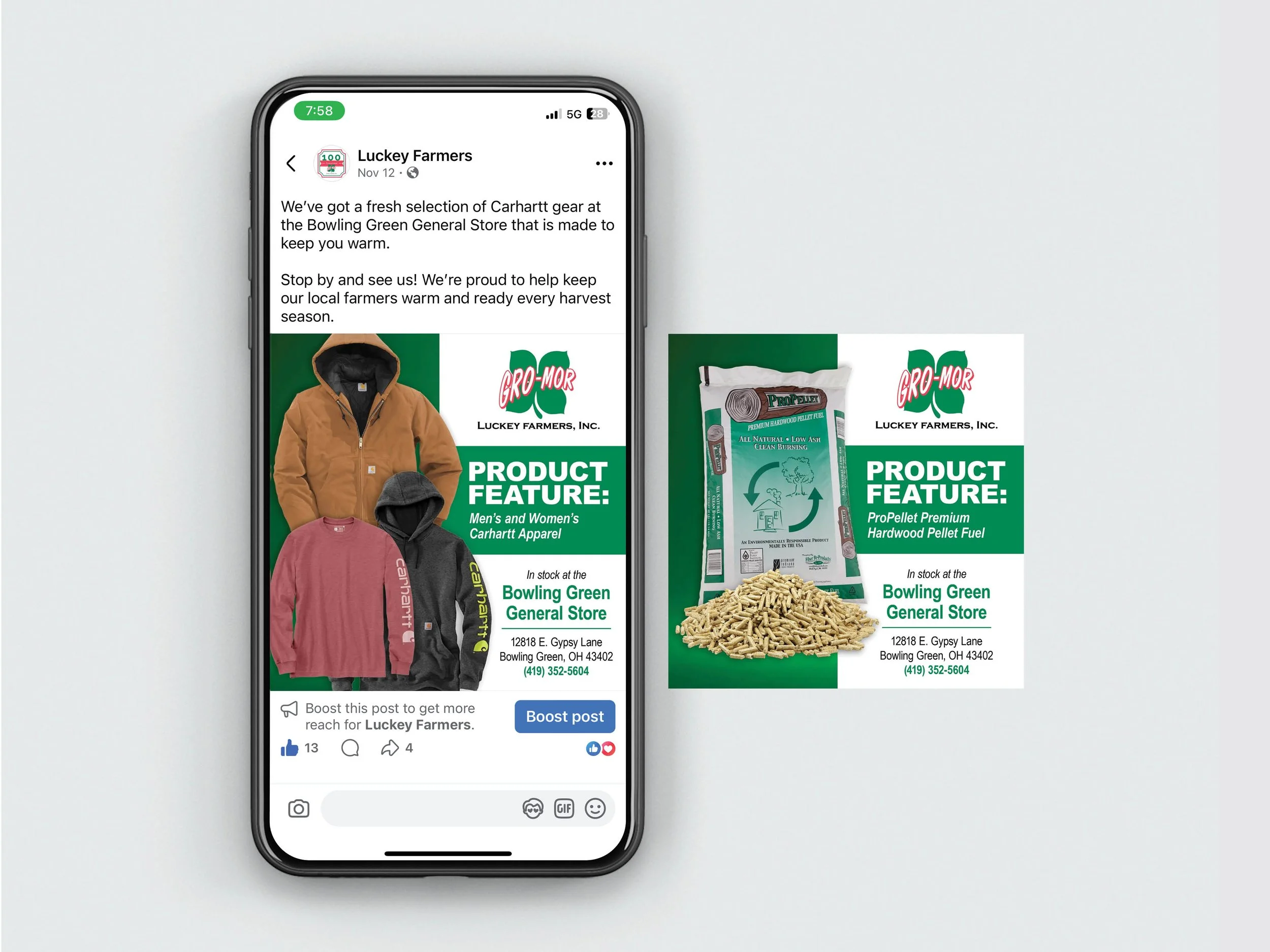  Example of product feature graphics designed and posted on the Luckey Farmers Facebook page. 