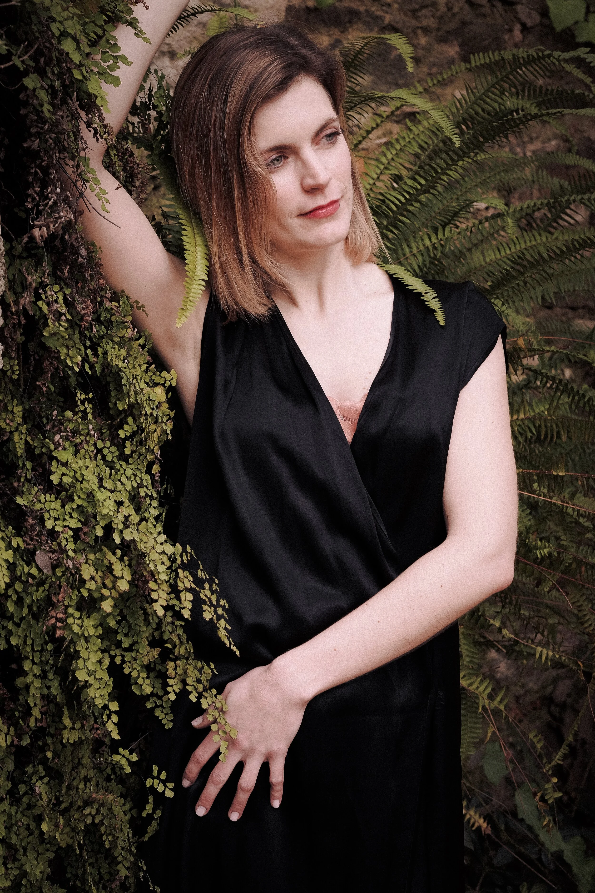 50's silk satin tunic, Size 40