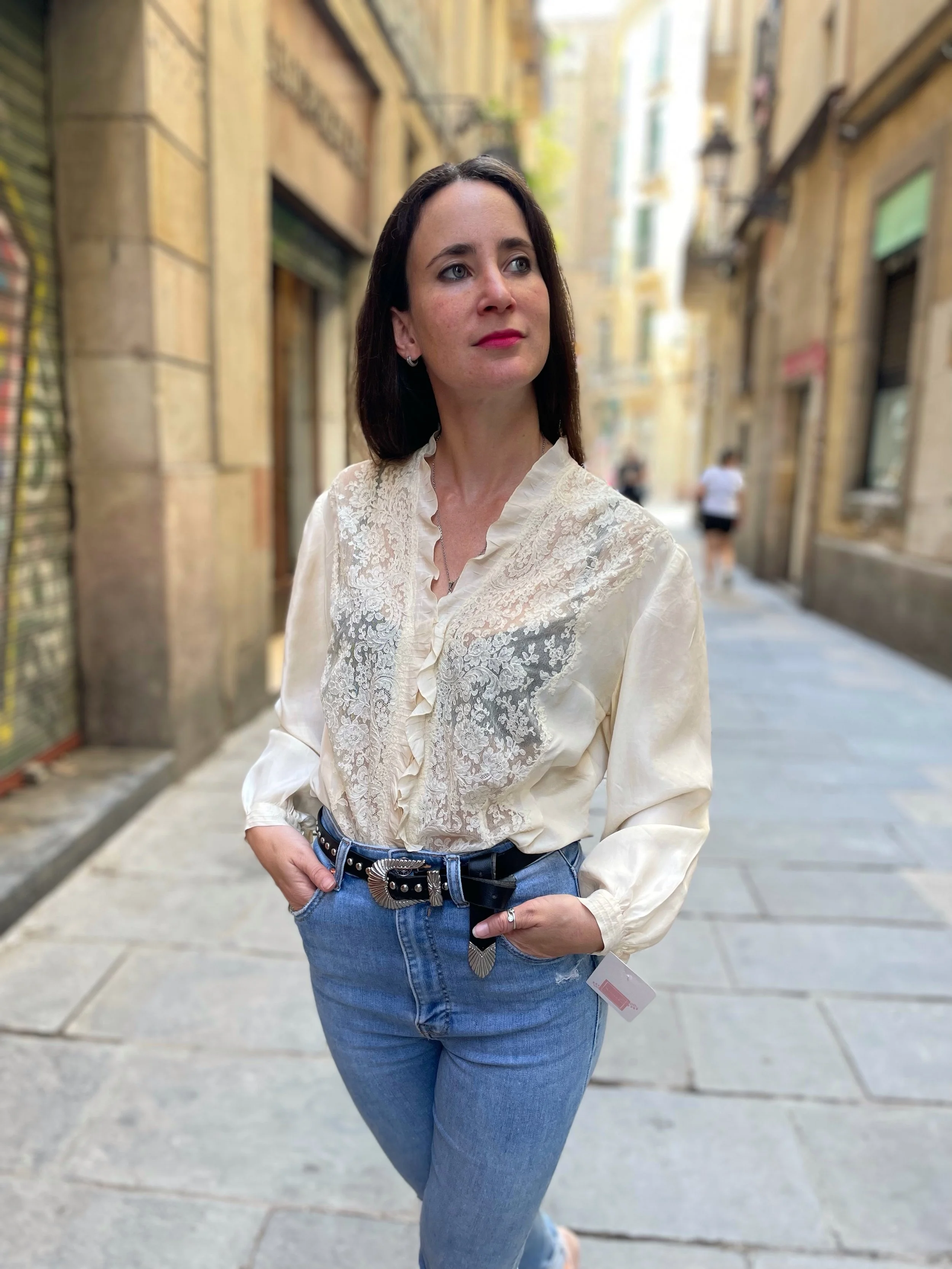 70's Lace & Silk Vintage Blouse