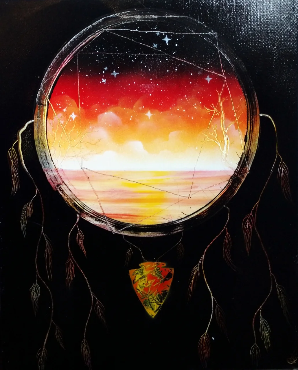 16x20 Red Sun Dreamcatcher