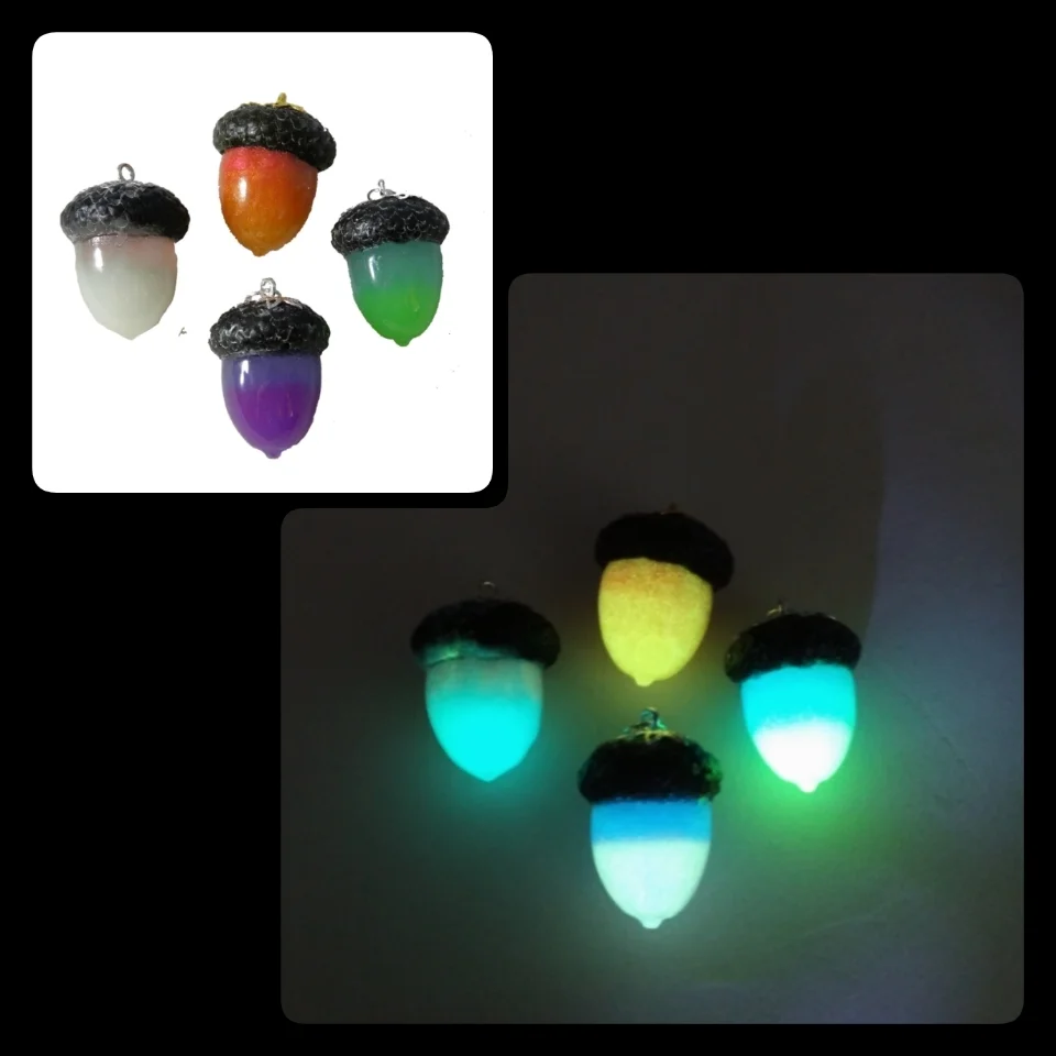Beautiful Glow in the Dark acorn resin pendant