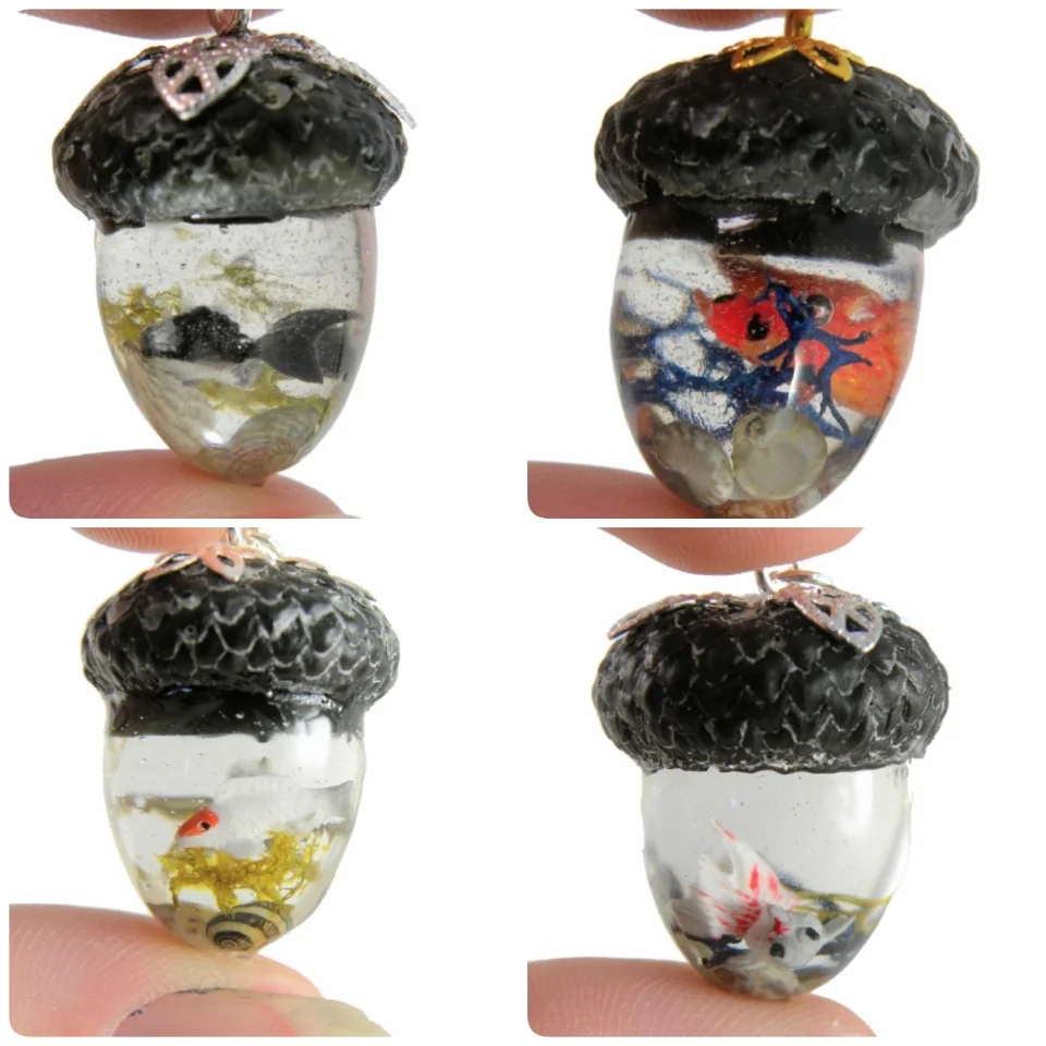 Under the sea, pet fish, acorn resin pendant