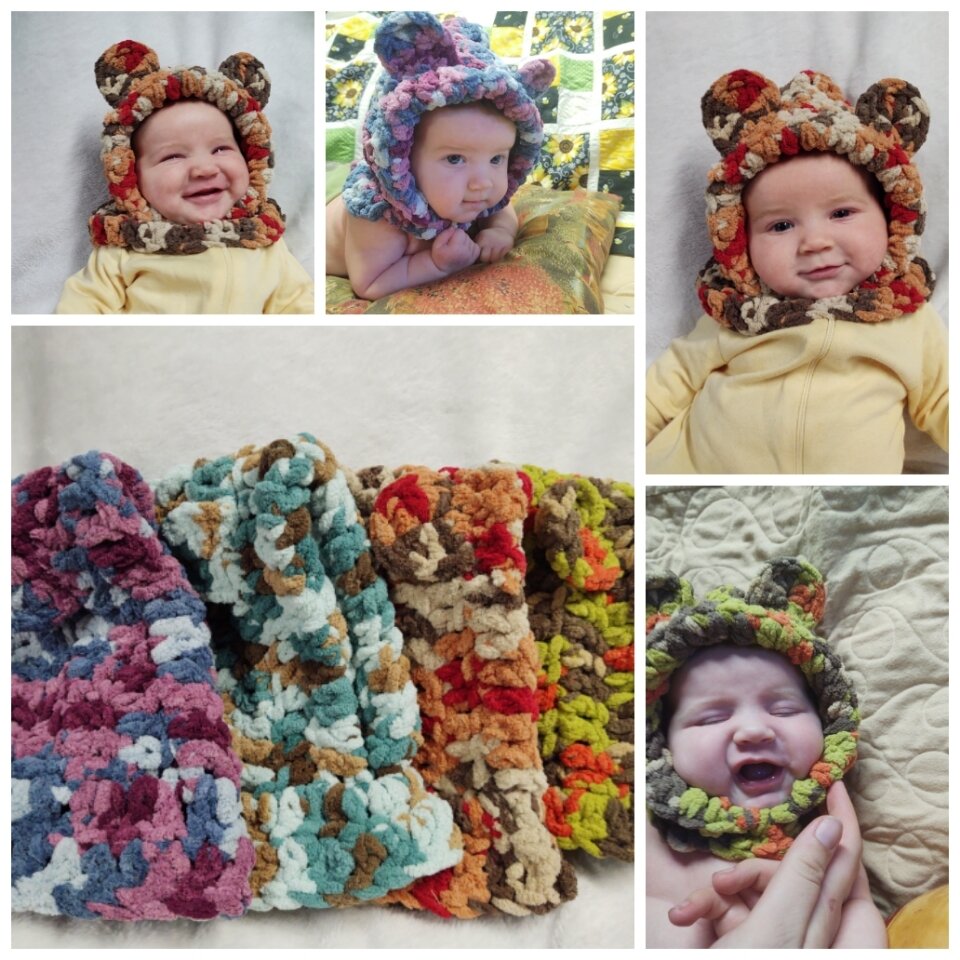 Handmade crocheted Kitty hood!