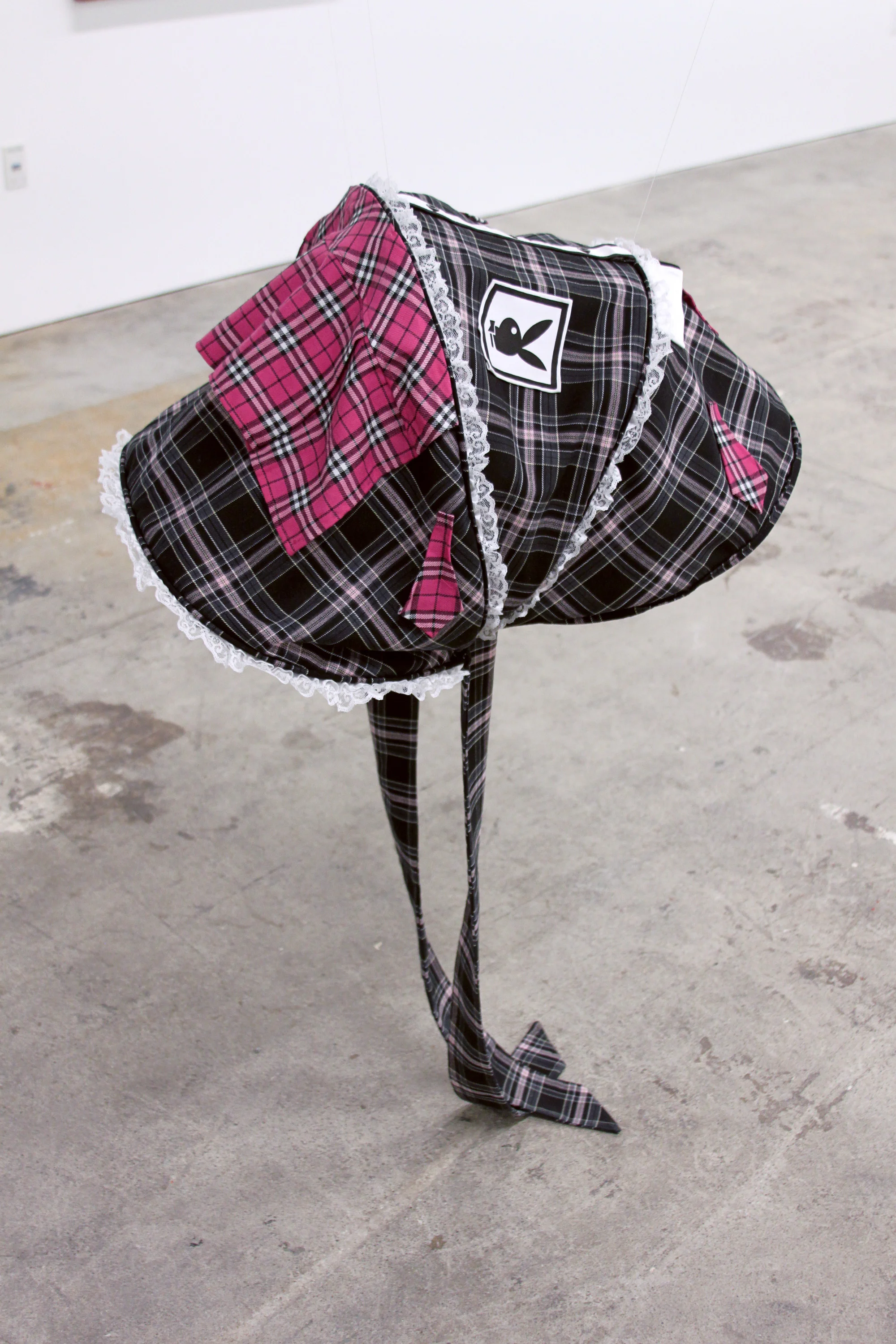 FLANNERY SILVA Gripper Bon (Schoolgirl) , 2016, JJ Cole Broadway Stroller Canopy, Playboy Schoolgirl costume, fabric, accessories