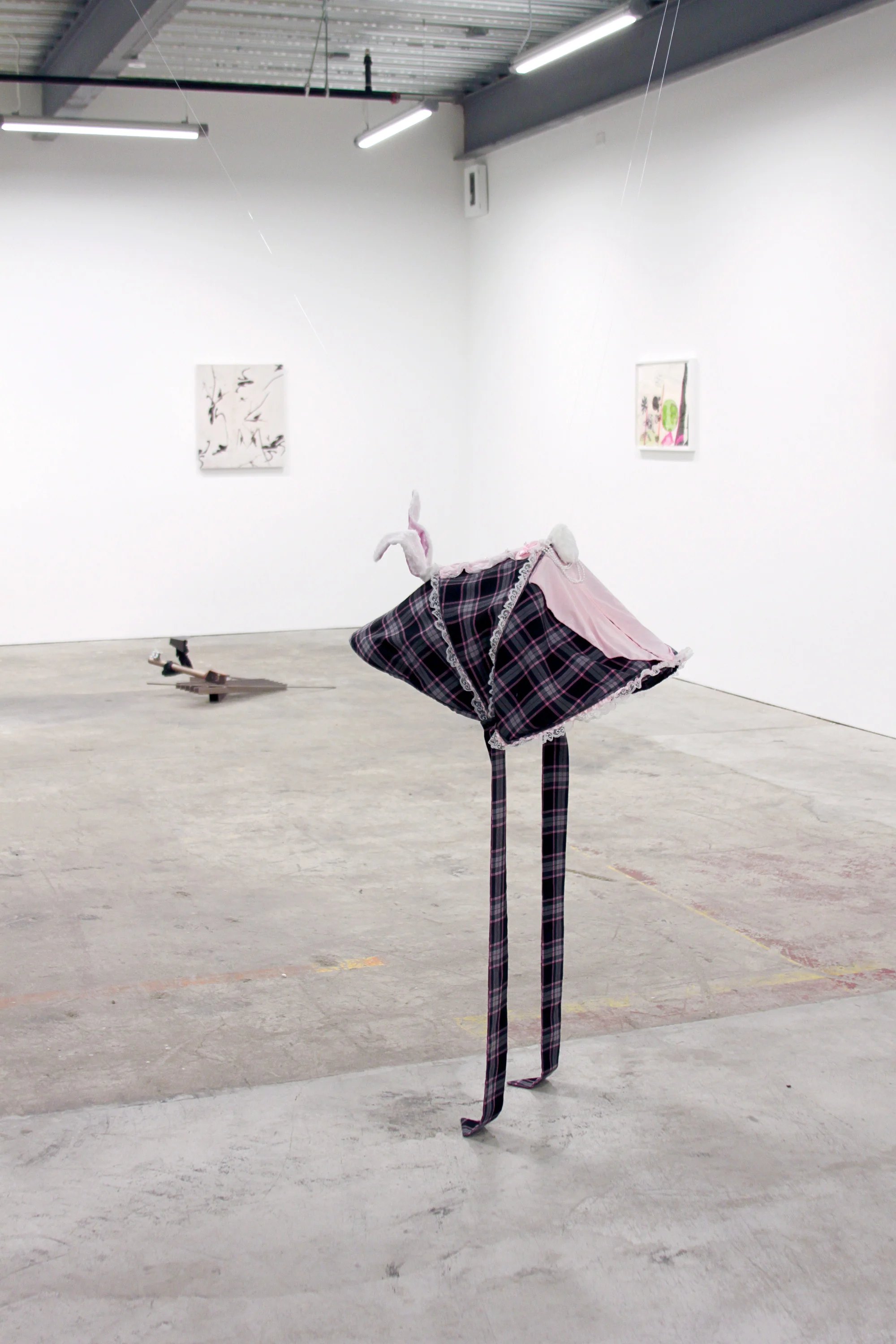 FLANNERY SILVA Gripper Bon (Bunny Suit) , 2016, JJ Cole Broadway Stroller Canopy, Playboy Bunny Suit costume, fabric, accessories