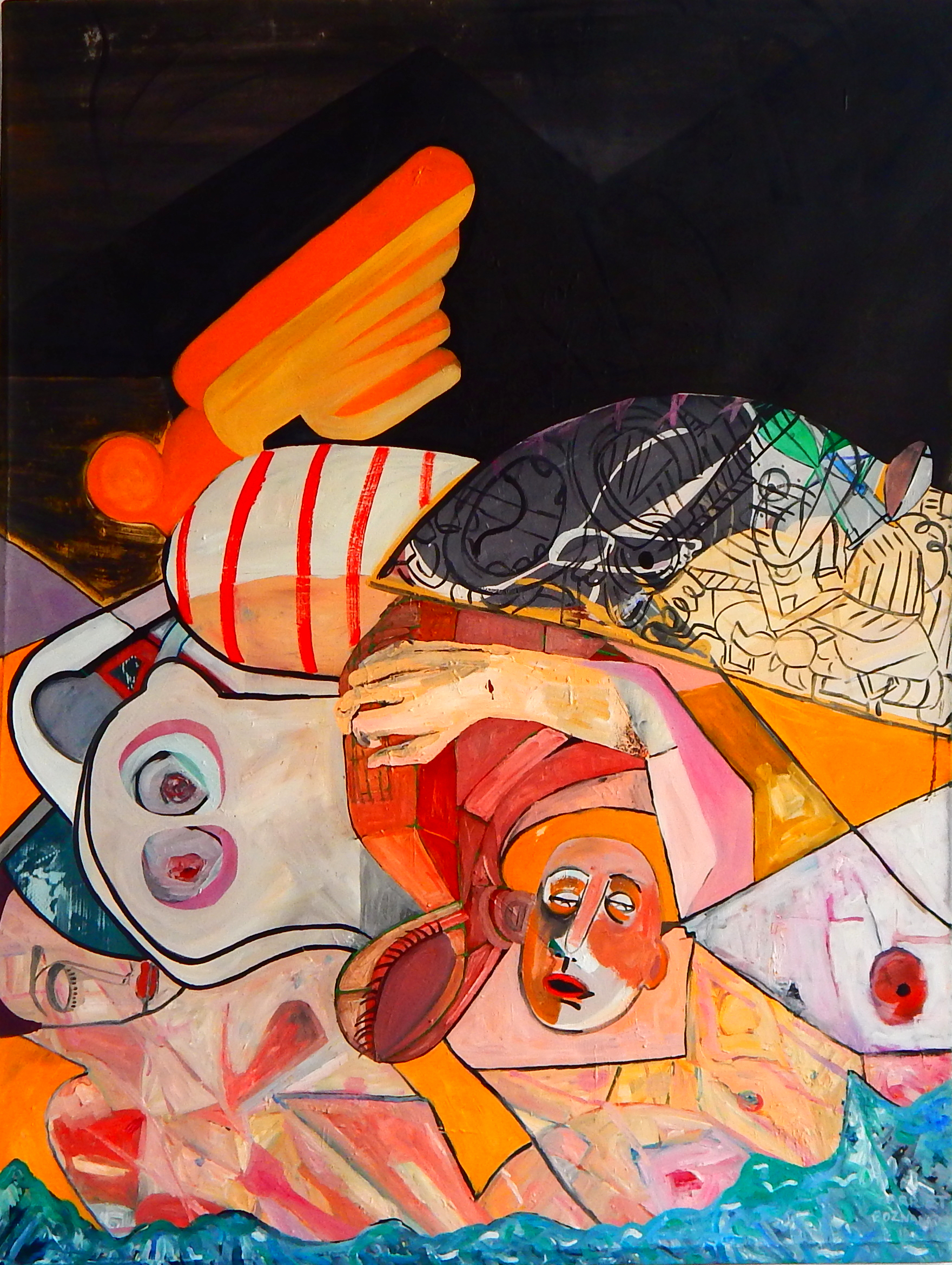 ‘Keeping Our Heads’, 2016, Oil on canvas, 40 x 60 inches