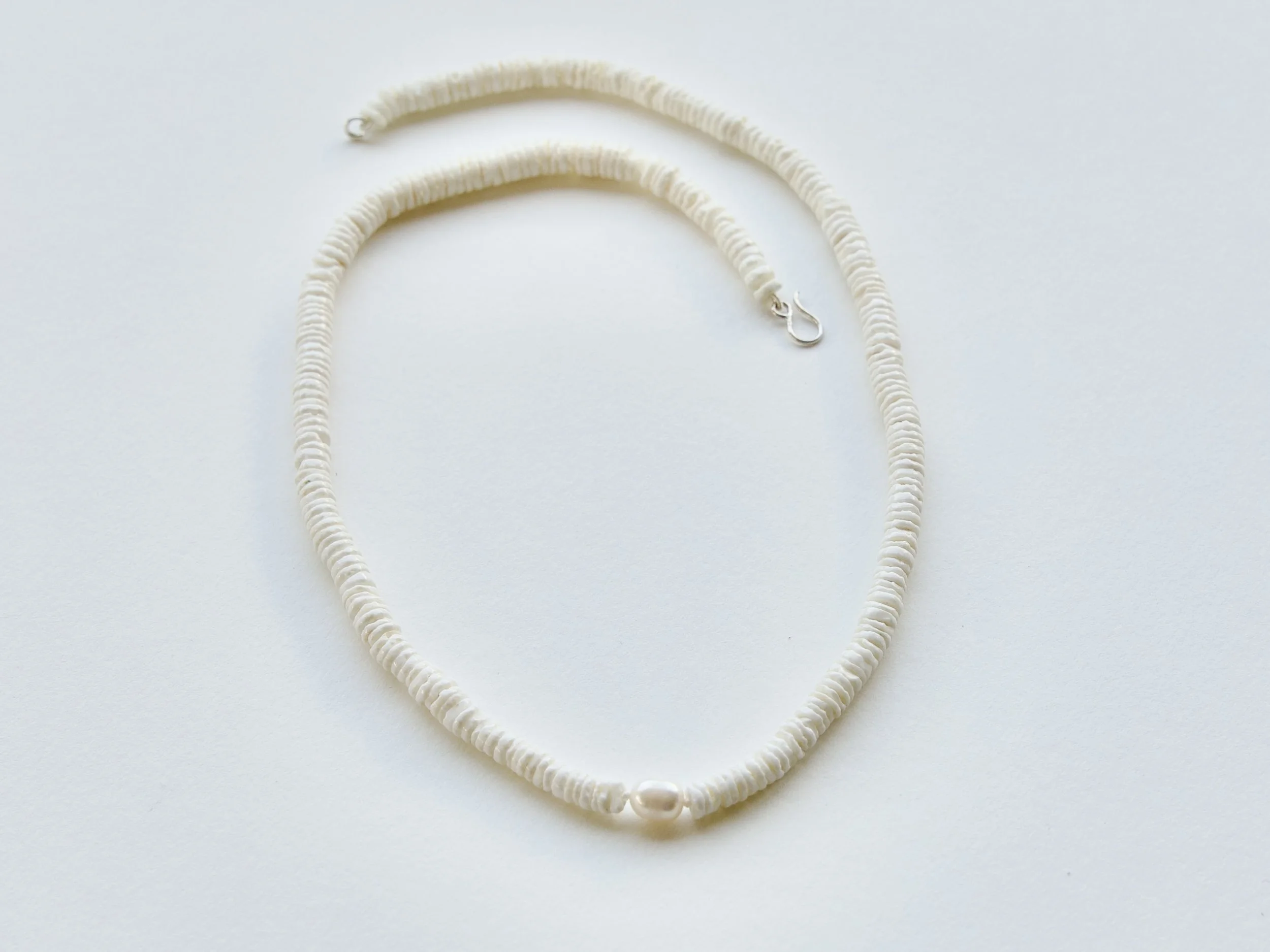 Lisa Webb_White Heishi Shell and Freshwater Pearl Necklace_2.jpeg