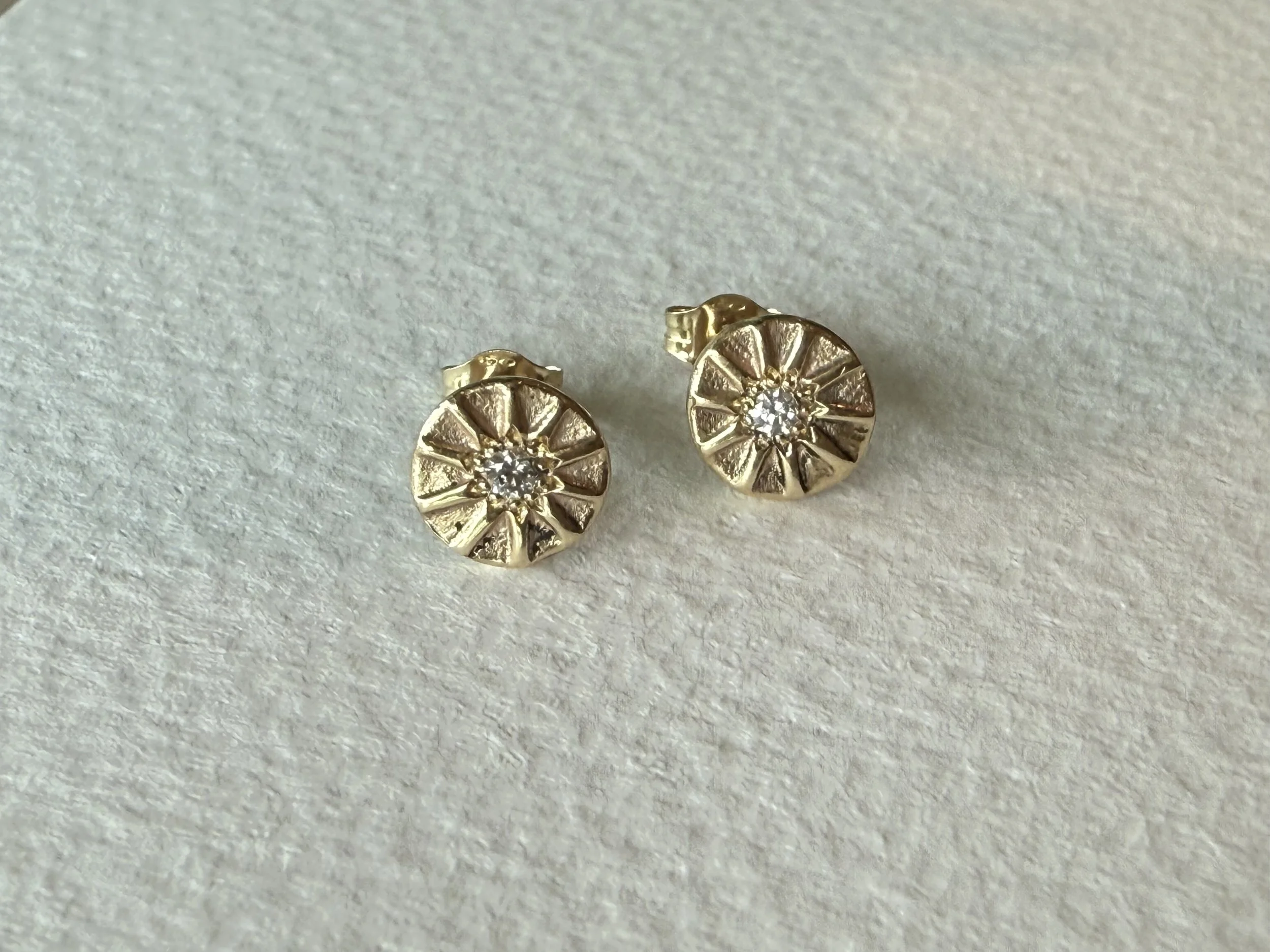 Solara Stud Earrings - 9CT Gold and Diamond