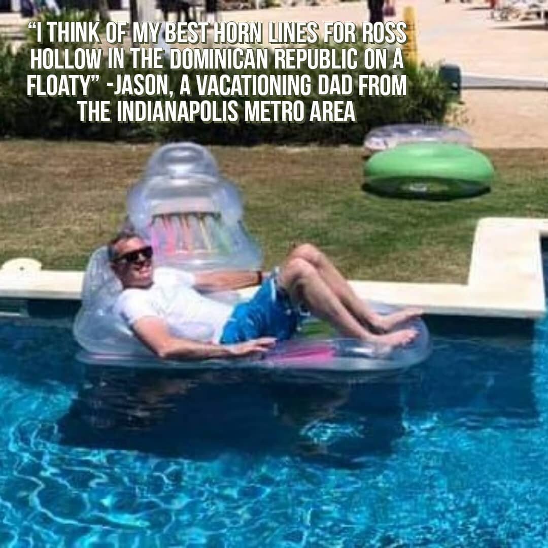 @jjkahl giving y'all an insight to how he composes for Ross hollow. 

#trumpet #quote #floaty #pool #sunglasses #indiana #dominicanrepublic #chill #wellallfloaton #rosshollow #indy #indianamusic #indianapolis
