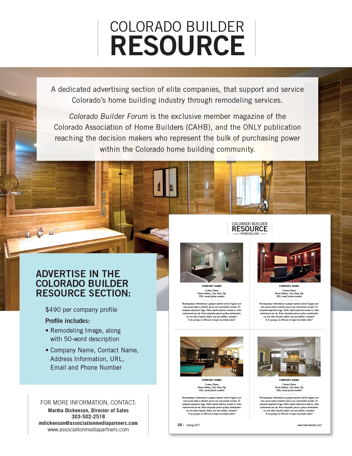 Colorado Builder Sales Sheet