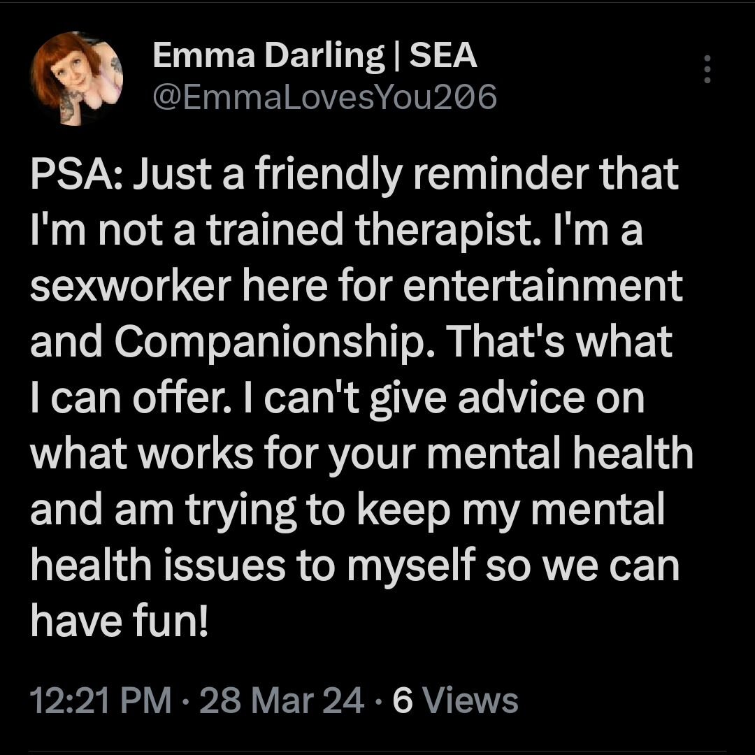 PSA: I'm not a trained or licensed therapist. Here for entertainment purposes only. ❤️