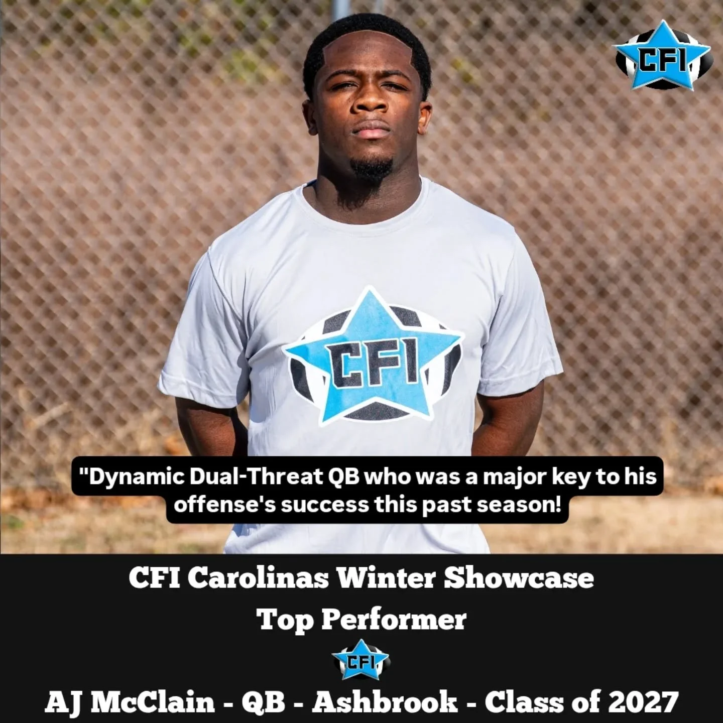 CFI Carolinas Winter Showcase Top Performer AJ McClain of Ashbrook High School