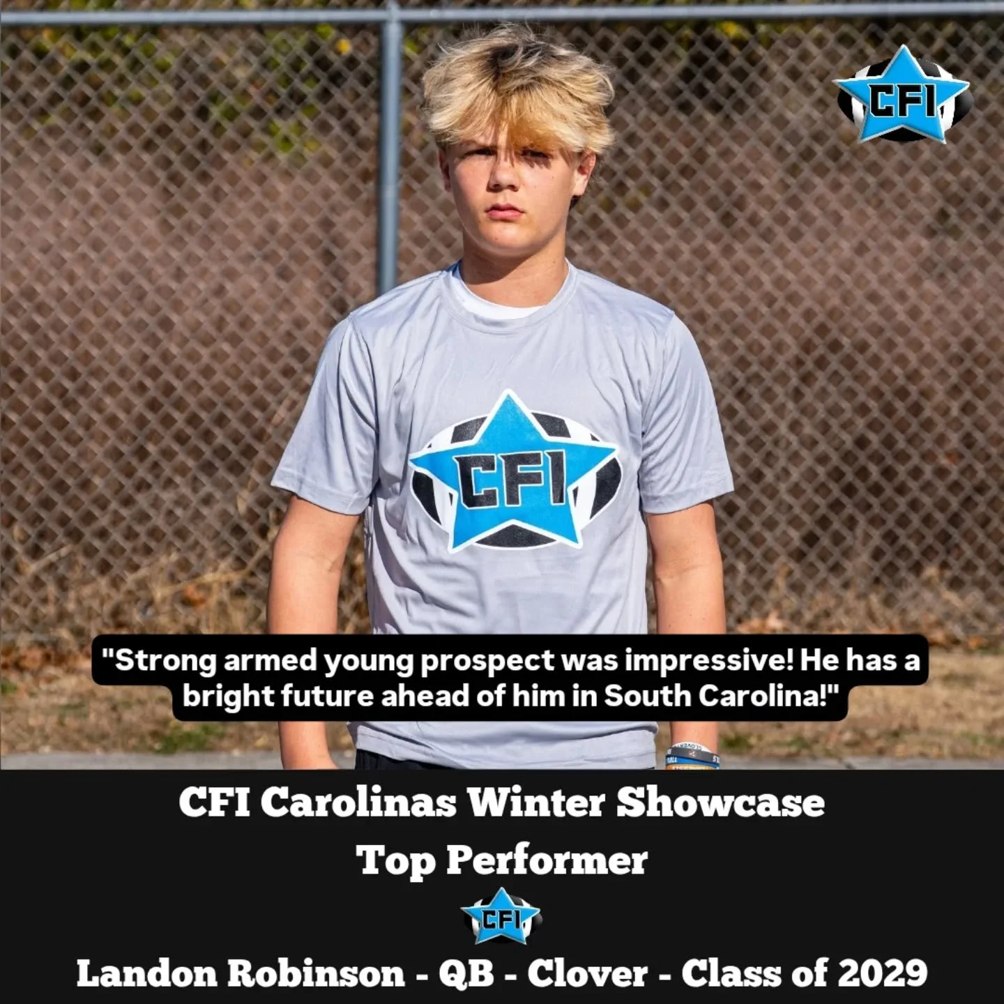 CFI Carolinas Winter Showcase Top Performer QB Landon Robinson - Clover