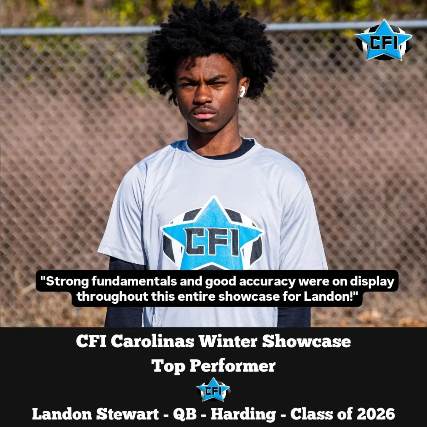 CFI Carolinas Winter Showcase Top Performer QB Landon Stewart - Harding