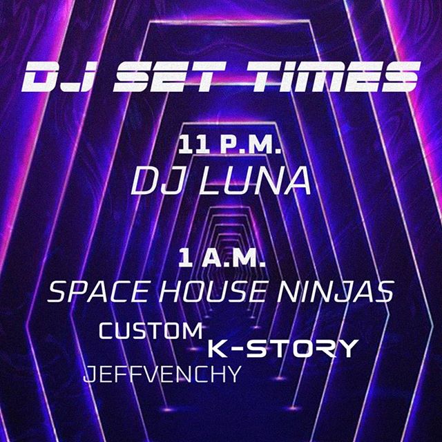 TONIGHT'S THE NIGHT!! DJ Luna will be spinning disco/funk remixes at 11 p.m.
Space House Ninjas will take over at 1 a.m. to present ✨Intergalactic Exploration✨ with groovy house/deep house 👽LET'S GET GROOVY!!!🕺