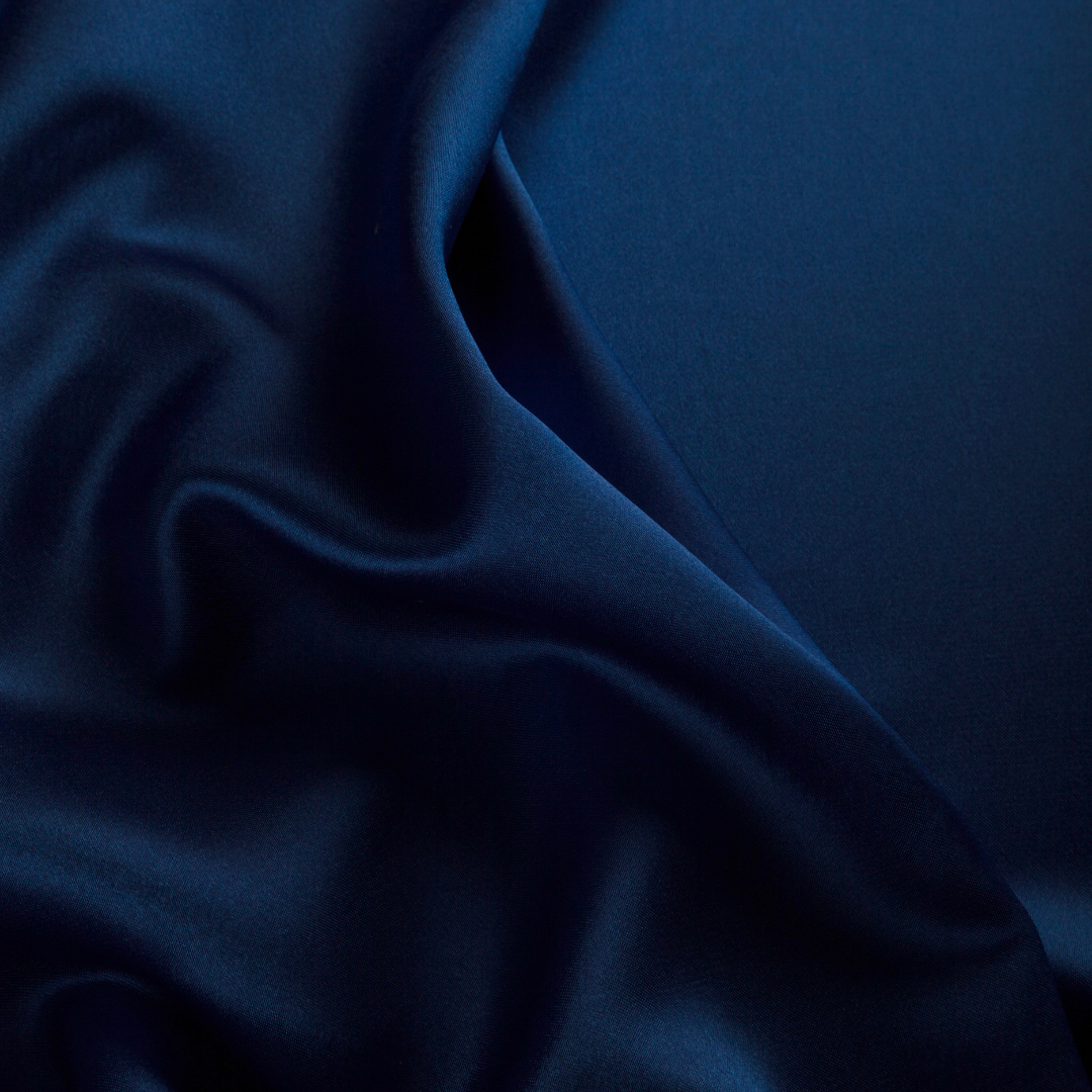 Navy Blue 100% Pure Mulberry Silk Fabric 19 momme Silk By The Yard — NOCHKA
