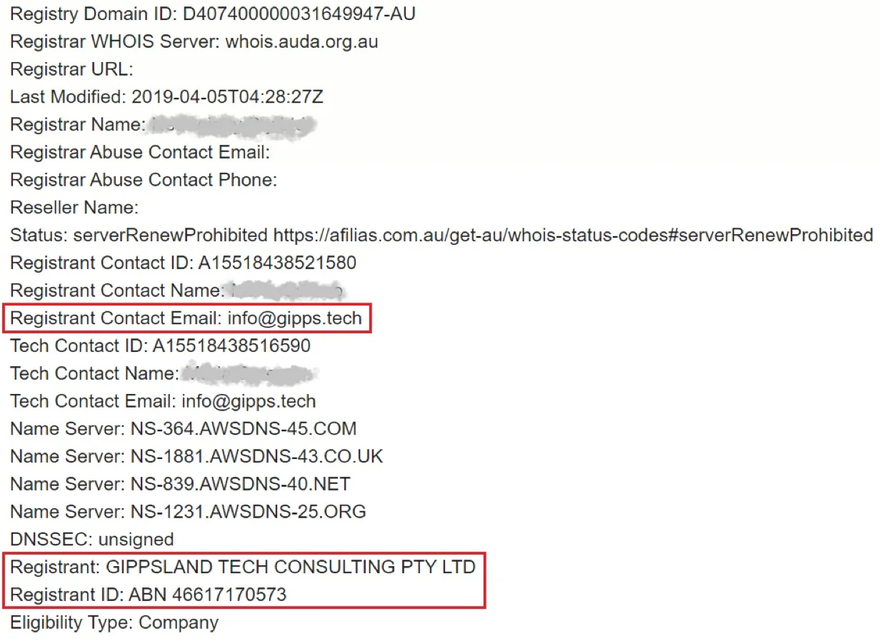 You can check who owns a .au domain via the Whois Lookup Tool .