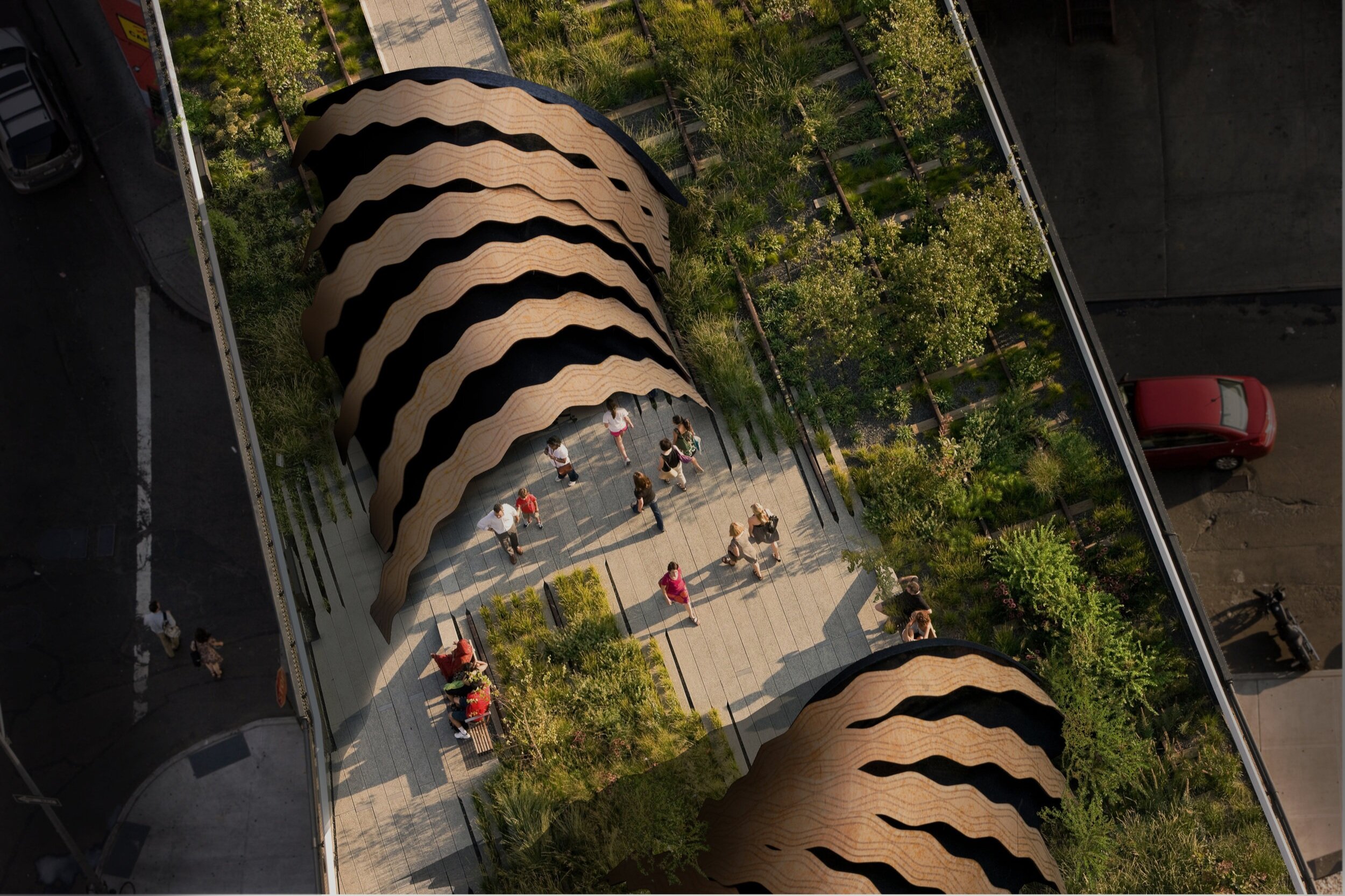 Cheaper flexible space can be constructed using textiles. Knitted textile fabric uses minimum materials. Use of hard structural materials such as woods and metals can be kept to a minimum. This is a potential sustainable solution to changing communi