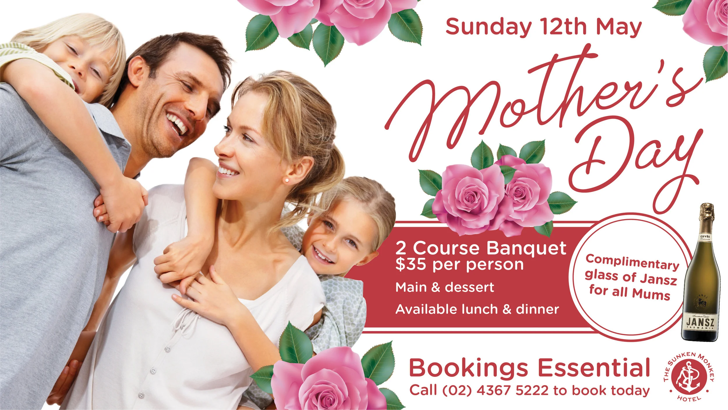 MOTHER'S DAY - 2 Course Banquet ~ $35pp 💕