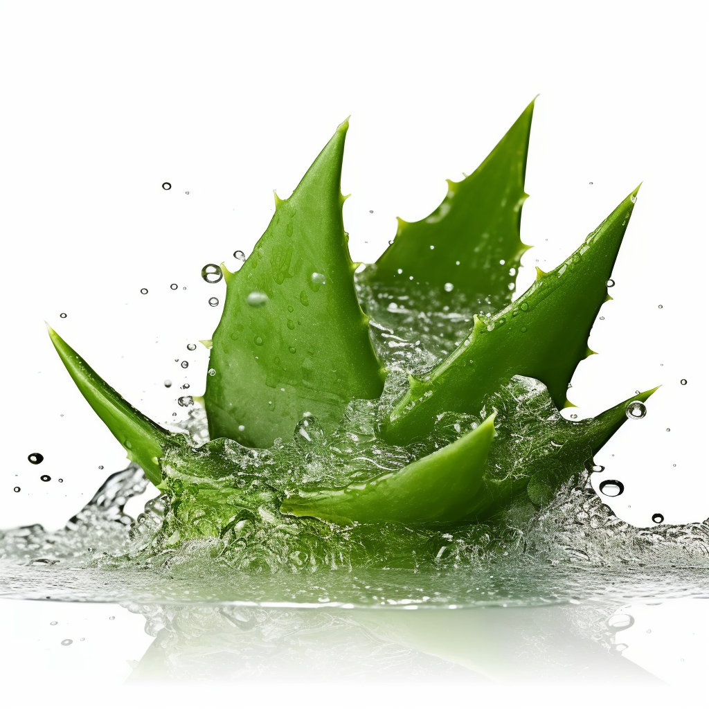 Fresh aloe vera leaves with water splash, a natural ingredient in WNt London products