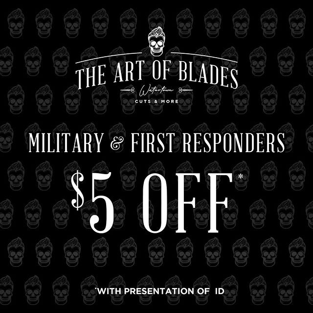 The Art of Blades is proud to announce two new promotions! To honor military personnel and first responders and all their hard work, we now offer $5 off all future visits. The Art of Blades thanks you for all that you do! 🇺🇸