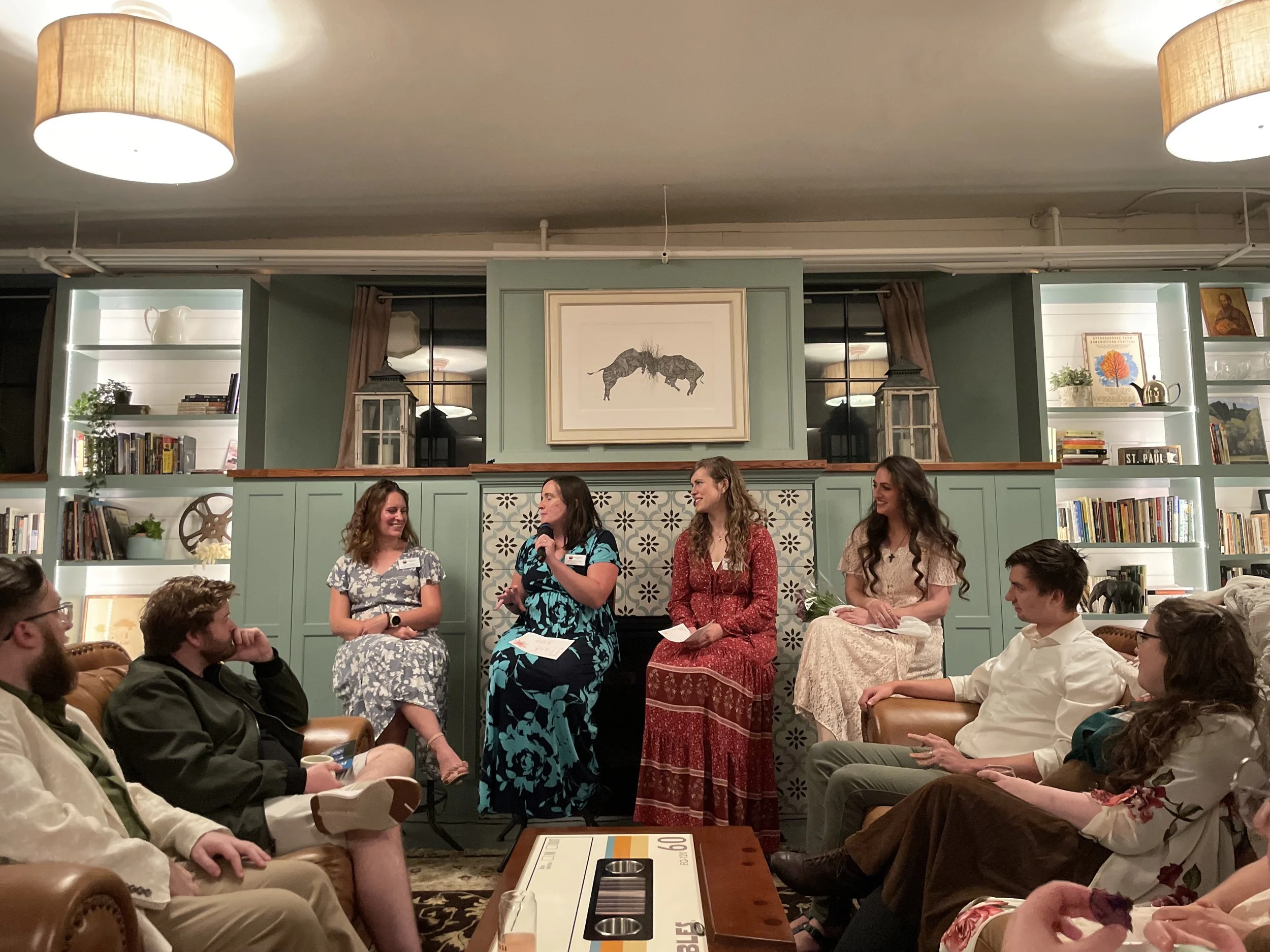 The talkback for The Martin Sisters with playwrights Samantha Vargo and Olivia Baum and director Jaclyn Mack