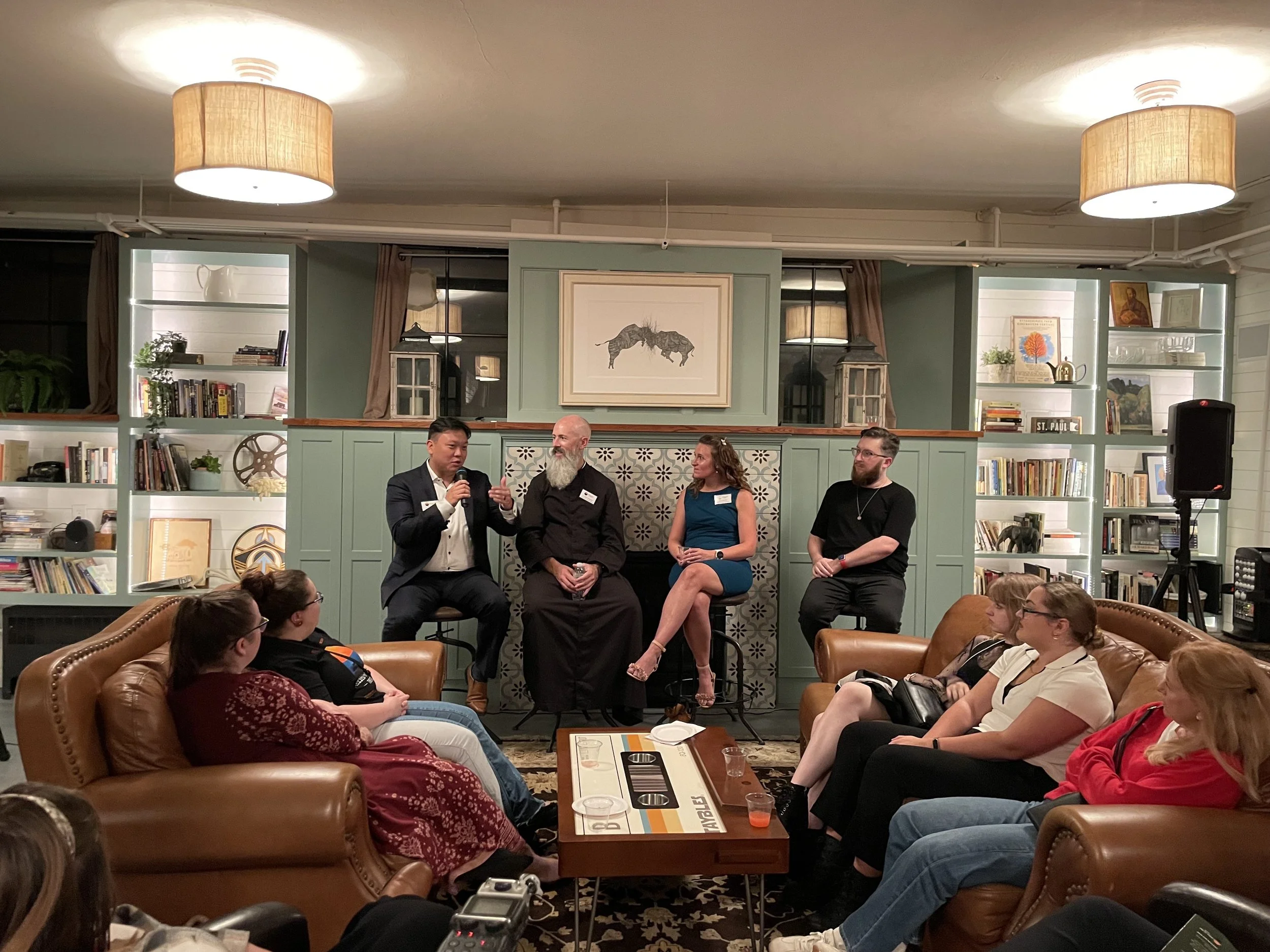 The talkback with writers Fr. Kyle Kowalczyk and Chad Berg and director Michael Conroy