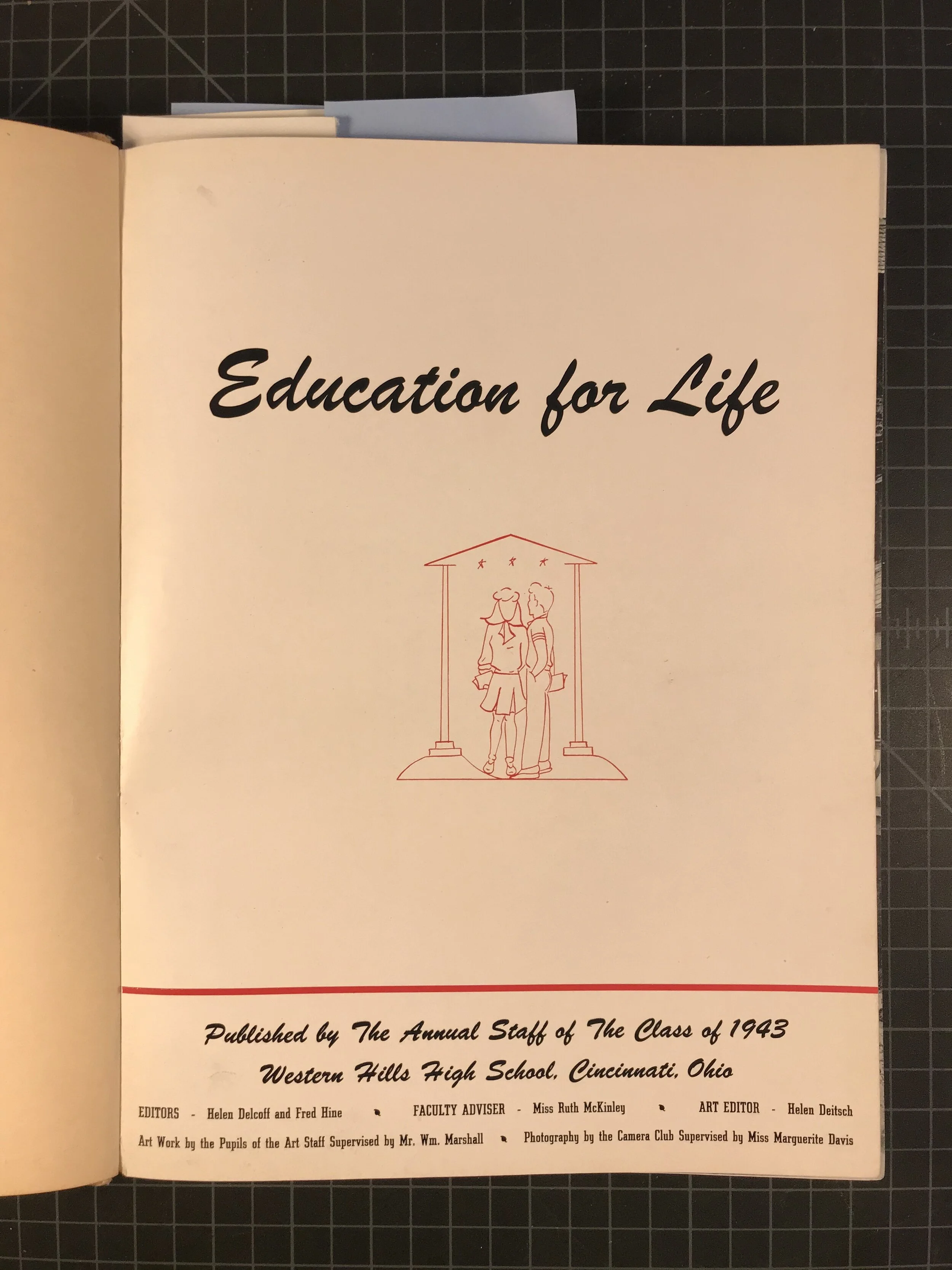  The artwork is credited to the students on the title page and there is a reference to stencil cutting on a picture inside 