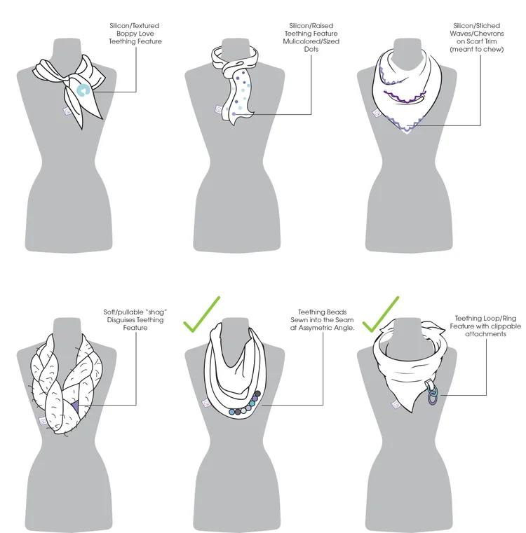 Teething Scarf concept sketches