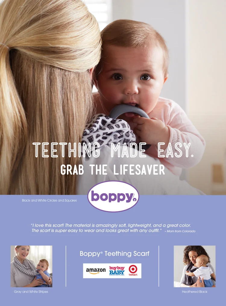 Teething Scarf full-page print ad