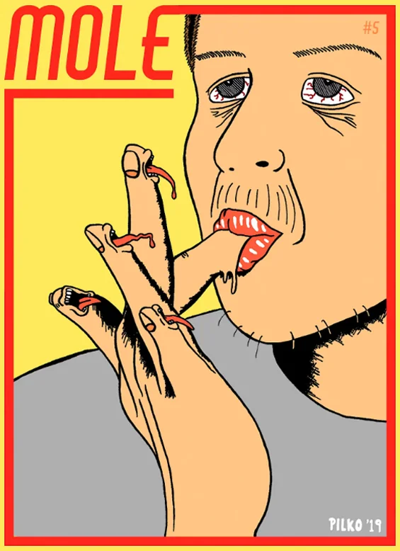 PILKO : Andrew Pilkington is a Melbourne based cartoonist. He is currently self-publishing his own comic book series 'MOLE' - an anthology comprising of naked mole rats, how-to guides and dangerous lips.
