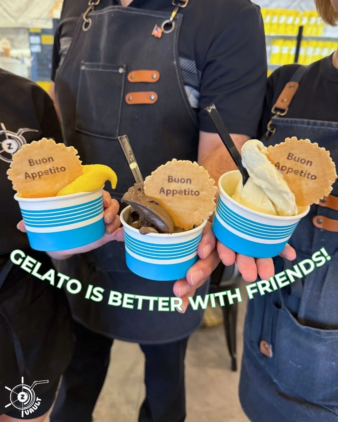 One scoop for me, and one scoop for you, because gelato at Z Vault is better with friends!

📍 Find us on Main Street in Bel Air, MD
🚗 Our drive-thru is OPEN!
⏰ Hours: Mon&ndash;Sat 7:30&ndash;4 | Sun 7:30&ndash;3